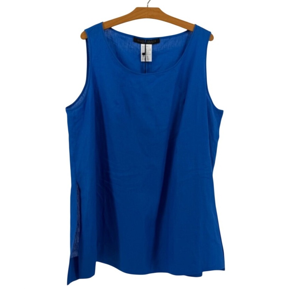 Marina Rinaldi 100% Linen Tank Top Plus Size US 20 NWT Blue Sleeveless